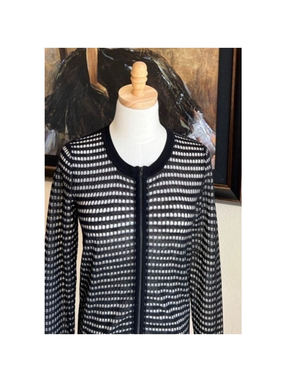NWOT Sandro Black and White Knit Cardigan S